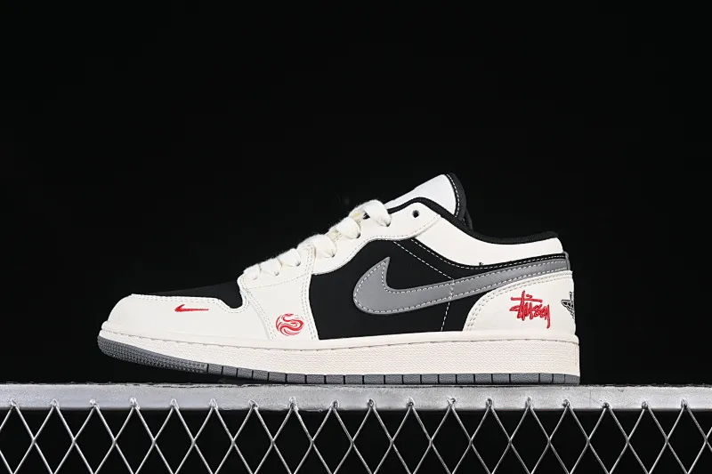 All Categories Air Jordan Jordan Series Basketball Shoes Air Jordan 1 Low High-end Customized Low-top Sneakers Air Jordan 1 Low AJ1 Stusi Joint Year of the Snake Limited Edition Off-white Black Gray Hook High-end Customized Low-top Retro Basketball Shoes XX3318-509